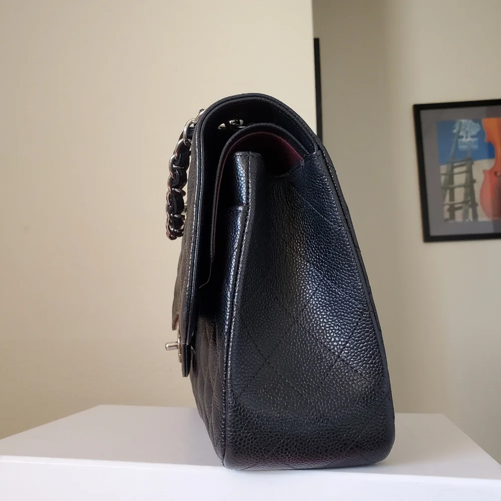Chanel classic jumbo black caviar silver hw bag - Picture 11 of 12